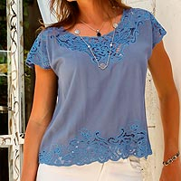 Featured review for Rayon blouse, Blue Spruce Kusuma