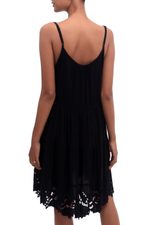 Rayon sundress, 'Onyx Dewi' - Embroidered Rayon Sundress in Onyx from Bali
