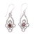 Garnet dangle earrings, 'Elegant Evening in Red' - Garnet and Sterling Silver Dot and Scroll Dangle Earrings