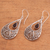 Garnet dangle earrings, 'Brimming with Elegance' - Garnet Sterling Silver Scrollwork Teardrop Dangle Earrings