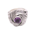 Amethyst cocktail ring, 'Cradled in Nature' - Amethyst and Sterling Silver Nest of Leaves Cocktail Ring