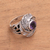 Amethyst cocktail ring, 'Cradled in Nature' - Amethyst and Sterling Silver Nest of Leaves Cocktail Ring