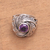 Amethyst cocktail ring, 'Cradled in Nature' - Amethyst and Sterling Silver Nest of Leaves Cocktail Ring