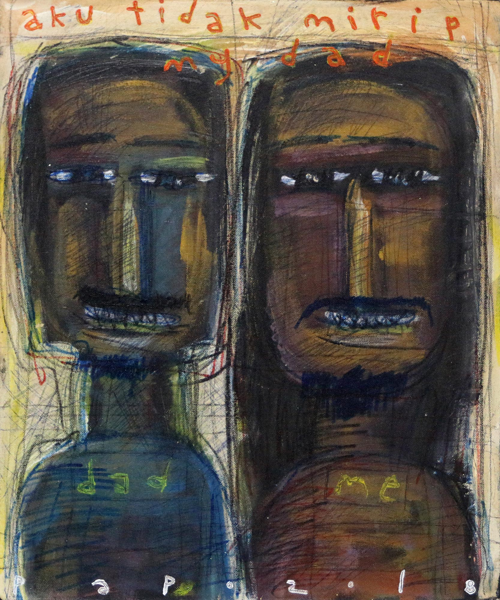 UNICEF Market | Signed Modern Father and Son Painting from Bali - Me ...