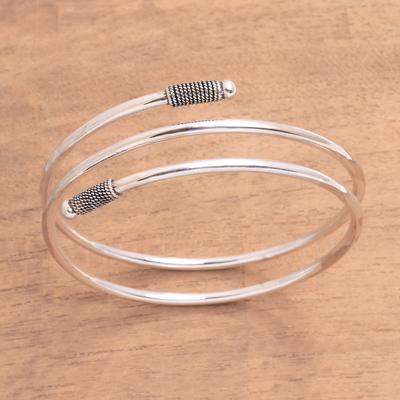 Sterling silver wrap bracelet, 'Delightful Wrap' - Sterling Silver Wrap Bracelet Crafted in Java