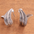 Sterling silver half-hoop earrings, 'Leafy Curl' - Leaf-Themed Sterling Silver Half-Hoop Earrings from Java