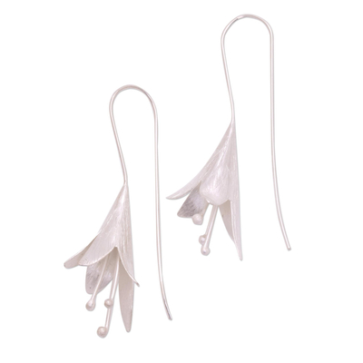 Sterling silver drop earrings, 'Light Blossom' - Floral Sterling Silver Drop Earrings from Bali