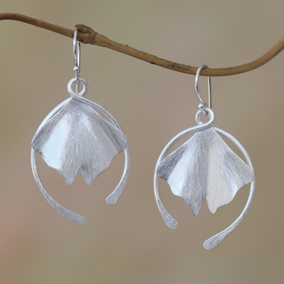 Sterling silver dangle earrings, 'Flying Petals' - Flower Petal Sterling Silver Dangle Earrings from Bali