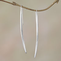 Modern Sterling Silver Drop Earrings from Bali,'Modern Stalks'