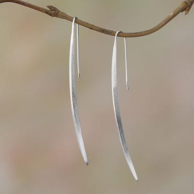 Sterling silver drop earrings, 'Modern Stalks' - Modern Sterling Silver Drop Earrings from Bali