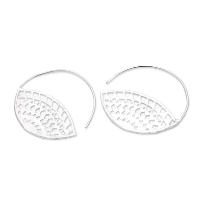 Sterling silver half-hoop earrings, 'Sunset Crest' - Geometric Sterling Silver Half-Hoop Earrings from Bali
