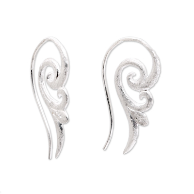 Sterling silver drop earrings, 'Glistening Wings' - Spiral Motif Sterling Silver Drop Earrings from Bali