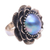 Cultured pearl cocktail ring, 'Sky Lotus' - Sterling Silver Blue Cultured Mabe Pearl Lotus Cocktail Ring