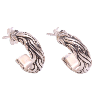 Sterling Silver Half-Hoop Earrings from Bali