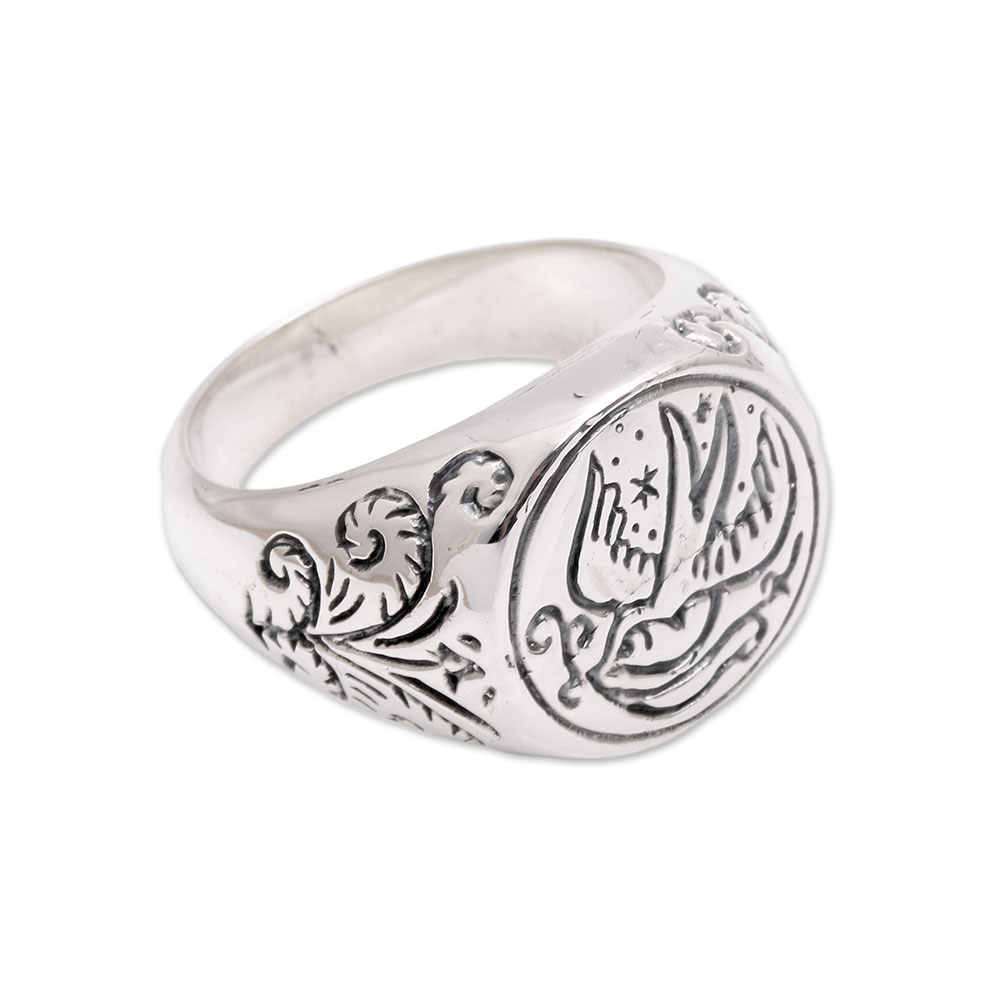 UNICEF Market | Peace Dove with Olive Branch Sterling Silver Signet ...