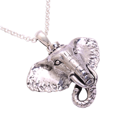 Peridot Elephant Pendant Necklace from Java - Elephant Hat | NOVICA