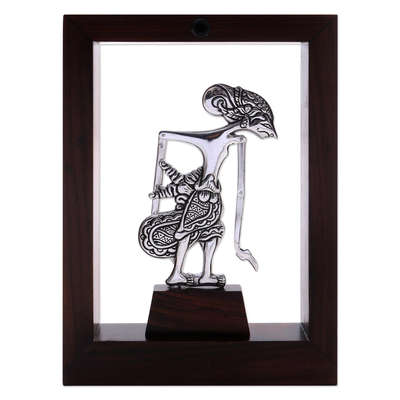 Iron and wood sculpture, 'Puntadewa the Wise' - Iron Sculpture of Puntadewa Framed in Suar Wood from Java