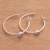 Amethyst half-hoop earrings, 'Mosaic Song' - Bali Hammered Sterling Silver Amethyst Half Hoop Earrings (image 2c) thumbail