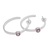 Amethyst half-hoop earrings, 'Mosaic Song' - Bali Hammered Sterling Silver Amethyst Half Hoop Earrings (image 2d) thumbail
