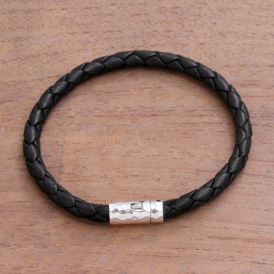 Unisex Leather Braided Bracelet from Bali - Soul Braid | NOVICA