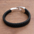 Leather braided wristband bracelet, 'Bold Claw in Black' - Leather Braided Wristband Bracelet in Black from Bali (image 2) thumbail