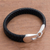 Leather braided wristband bracelet, 'Bold Claw in Black' - Leather Braided Wristband Bracelet in Black from Bali (image 2b) thumbail