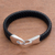 Leather braided wristband bracelet, 'Bold Claw in Black' - Leather Braided Wristband Bracelet in Black from Bali (image 2c) thumbail