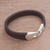 Leather braided wristband bracelet, 'Bold Claw in Brown' - Leather Braided Wristband Bracelet in Brown from Bali (image 2b) thumbail