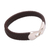 Leather braided wristband bracelet, 'Bold Claw in Brown' - Leather Braided Wristband Bracelet in Brown from Bali (image 2d) thumbail