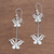 Sterling silver filigree dangle earrings, 'Filigree Butterflies' - Sterling Silver Filigree Butterfly Elongated Dangle Earrings