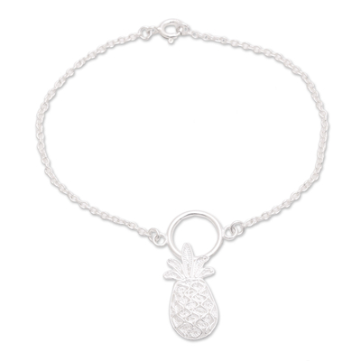 Sterling silver filigree pendant bracelet, 'Pretty Pineapple' - Sterling Silver Filigree Pineapple Pendant Bracelet