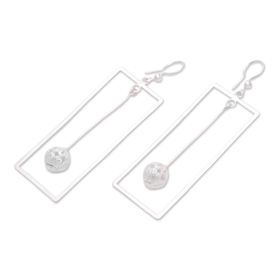 Sterling silver filigree dangle earrings, 'Pretty Pendulums' - Sterling Silver Filigree Rectangle Frame Dangle Earrings