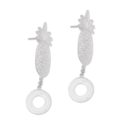 Sterling silver filigree dangle earrings, 'Java Pineapple' - Sterling Silver Filigree Pineapple Dangle Earrings