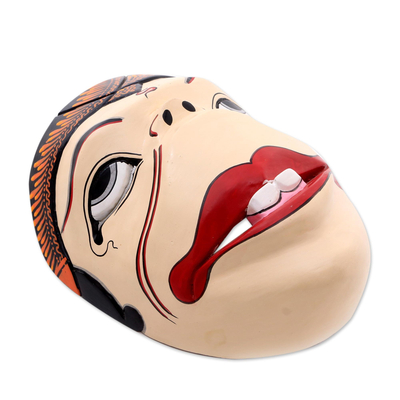 Wood mask, 'Semar' - Artisan Crafted Wood Batik Mask from Javanese Artisan