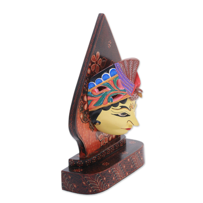 Wood batik sculpture, 'Panji Princess' - Javanese Wood Batik Pule  Princess Panji Mask Sculpture