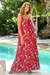 Rayon sundress, 'Strawberry Bouquet' - Floral Rayon Sundress in Strawberry from Bali thumbail