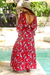 Rayon caftan, 'Strawberry Bouquet' - Floral Rayon Caftan in Strawberry from Bali (image 2c) thumbail