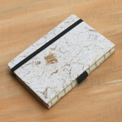 Recycled paper journal, 'Dluwang Bamboo' (6 inch) - Recycled Paper and Bamboo Journal from Bali (6 in.)