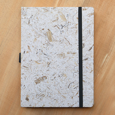 Recycled paper journal, 'Dluwang Bamboo' (8 inch) - Recycled Paper and Bamboo Journal from Java (8 in.)