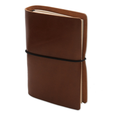 Ledertagebuch - Handgefertigtes Tagebuch aus braunem Leder aus Java