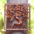 Reliefplatte aus Holz - Plumeria-Baum, handgeschnitztes quadratisches Relief-Wandpaneel aus Holz