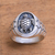 Men's sterling silver ring, 'Gallant Turtle' - Men's Sterling Silver Sea Turtle Ring from Bali (image 2b) thumbail