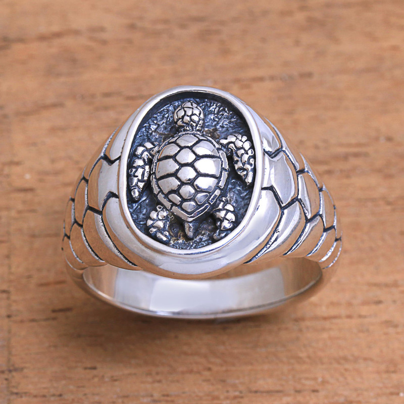 Silver Turtle Rings for Man Silver Turtle Ring Men Signet