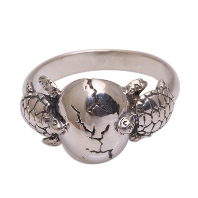 Sea Turtle Sterling Silver Cocktail Ring from Bali