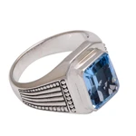 Men's blue topaz single-stone ring, 'Temple Glitter' - Men's Blue Topaz Single Stone Ring from Bali