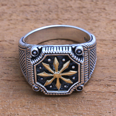 Men's sterling silver ring, 'Bali Inspiration' - Men's Star Motif Sterling Silver Ring from Bali