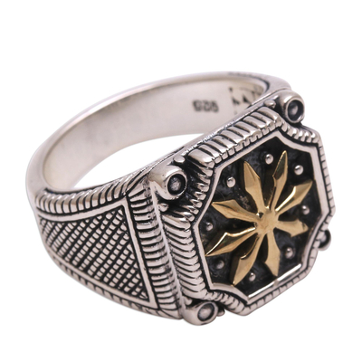 Men's sterling silver ring, 'Bali Inspiration' - Men's Star Motif Sterling Silver Ring from Bali