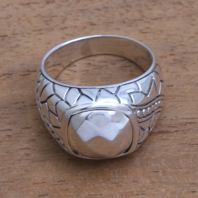 Men's sterling silver ring, 'Shining Pebble' - Men's Sterling Silver Ring Crafted in Bali