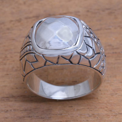 Men's sterling silver ring, 'Shining Pebble' - Men's Sterling Silver Ring Crafted in Bali