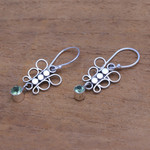 Peridot dangle earrings, 'Round Butterfly' - Circle Motif Peridot Dangle Earrings from Bali